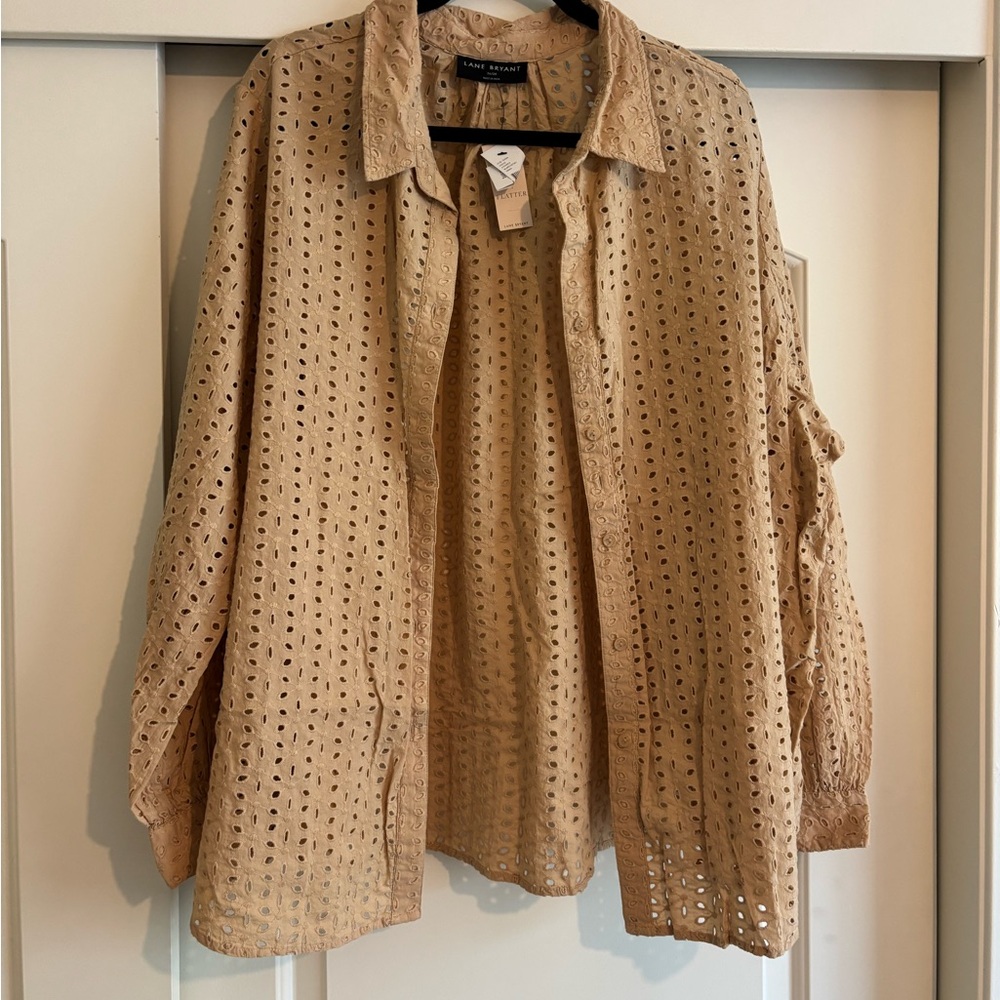 Lane Bryant Tan Button Down Shirt